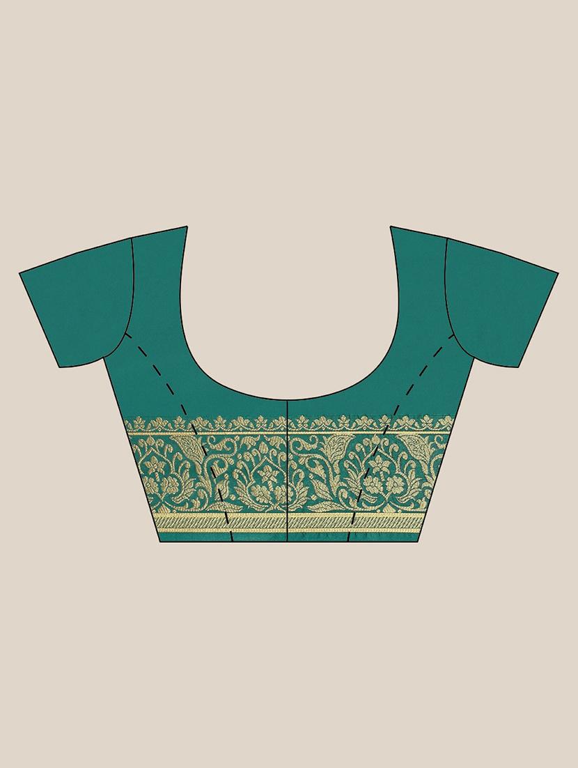 teal silk saree with blouse - 17369432 - Standard Image - 2