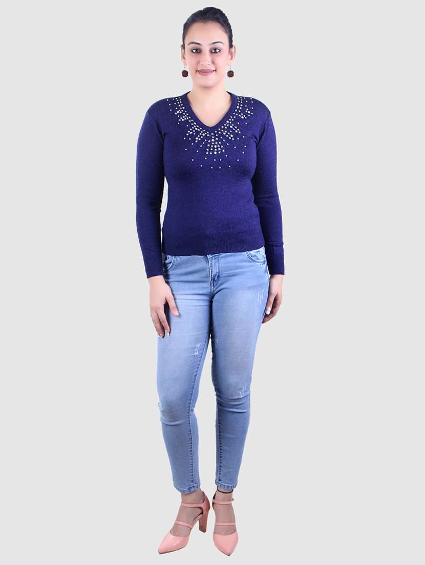 v-neck embellished  pullover - 17371539 -  Standard Image - 2