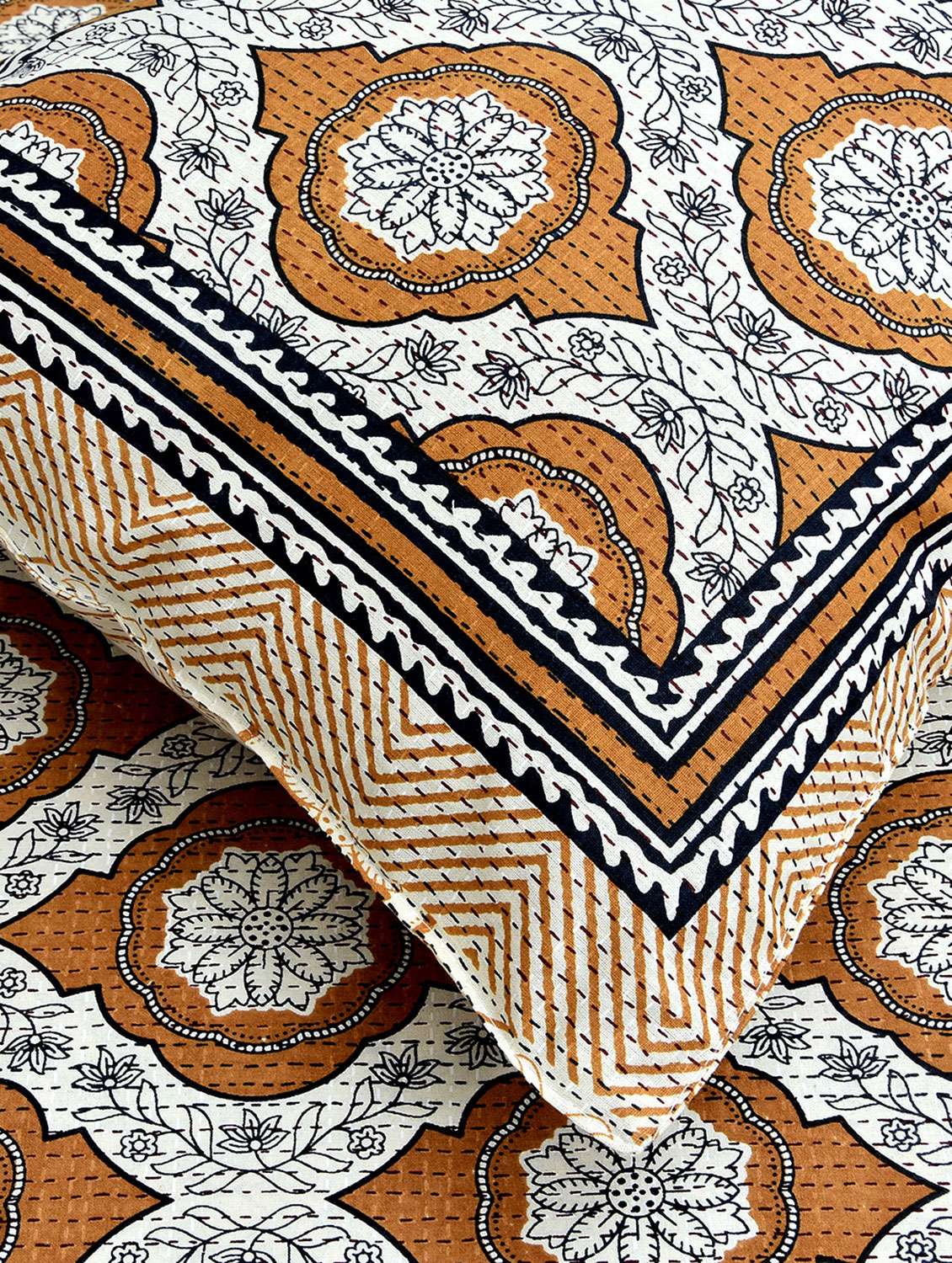 cotton kantha look jaipuri print super king size bedsheet with 2 pillow covers - 17372448 -  Standard Image - 2