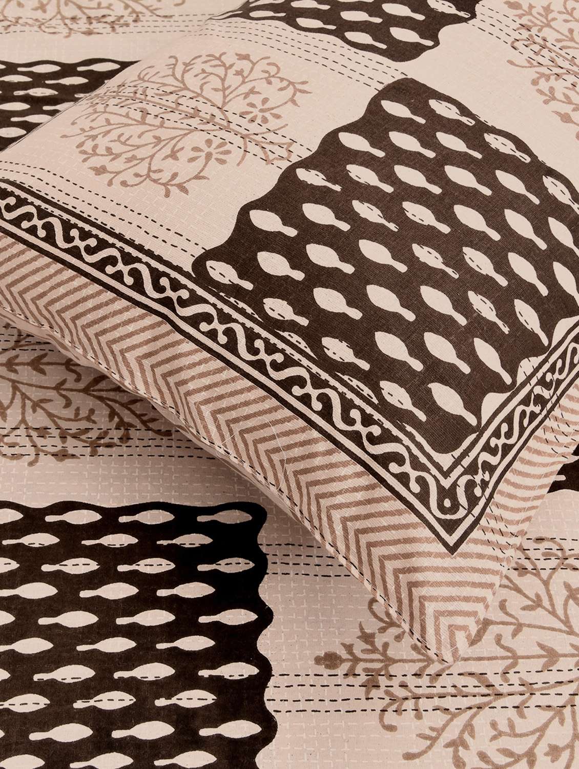  cotton kantha look jaipuri print super king size bedsheet with 2 pillow covers - 17372457 -  Standard Image - 2