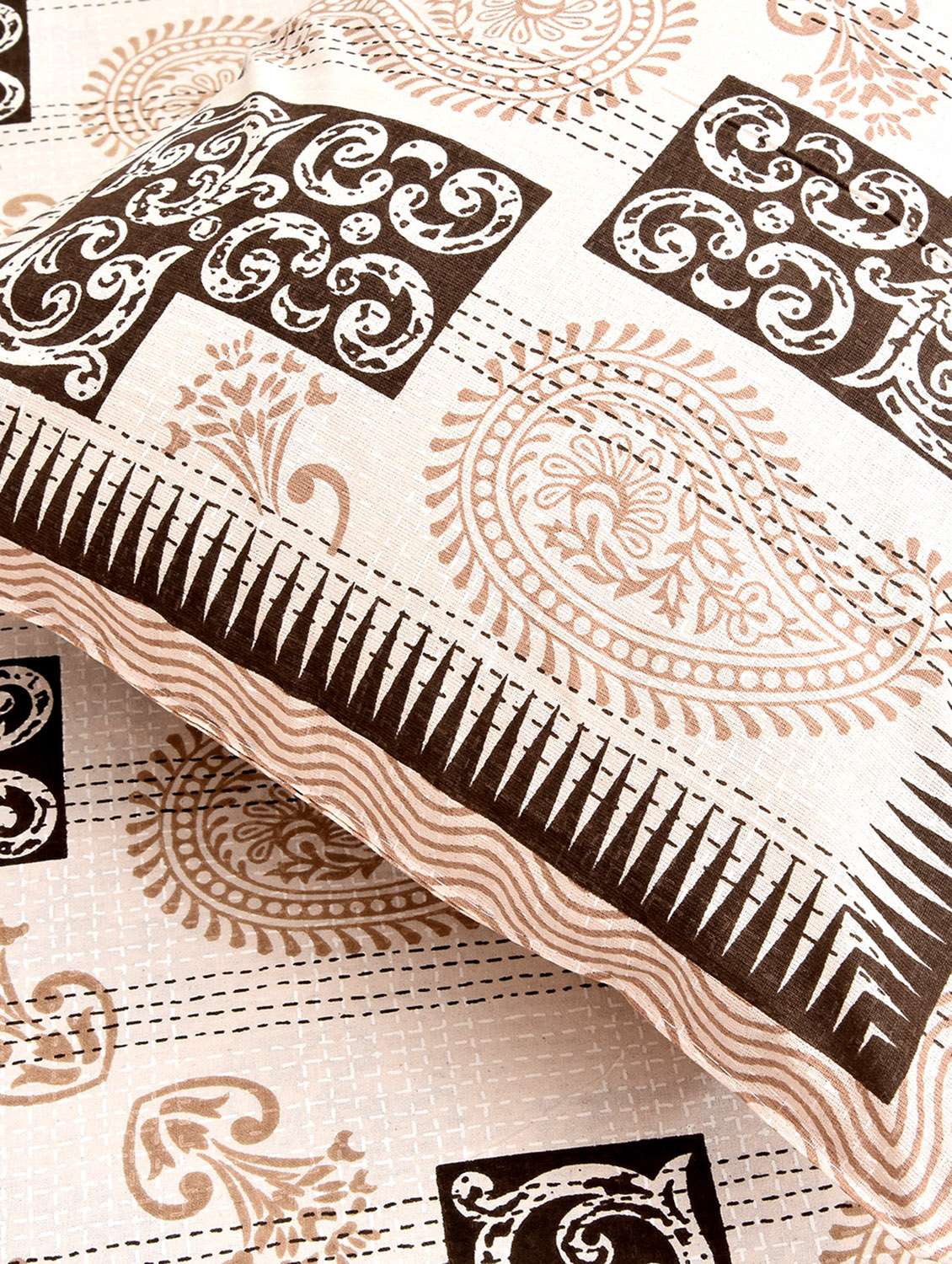  cotton kantha look jaipuri print super king size bedsheet with 2 pillow covers - 17372479 -  Standard Image - 2