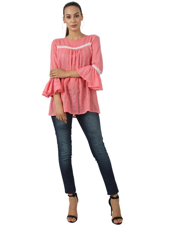 women's straight round neck top - 17373583 - Standard Image - 2