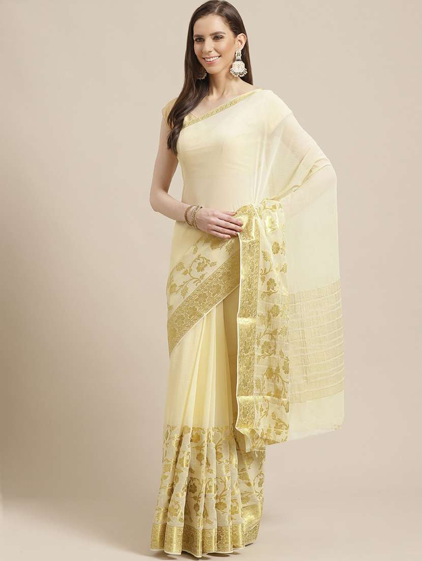 solid woven saree with blouse
