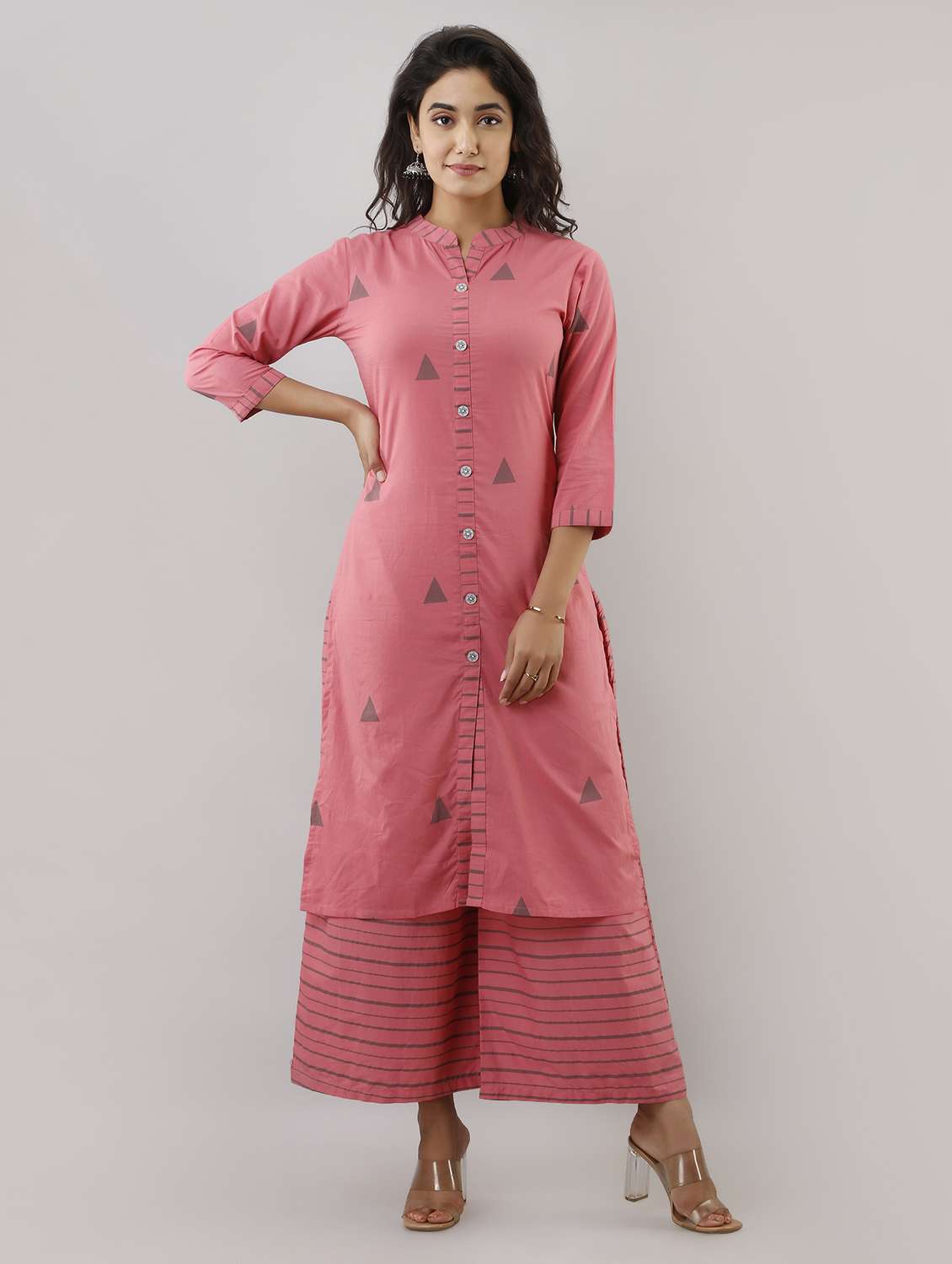 geometric print kurta palazzo set
