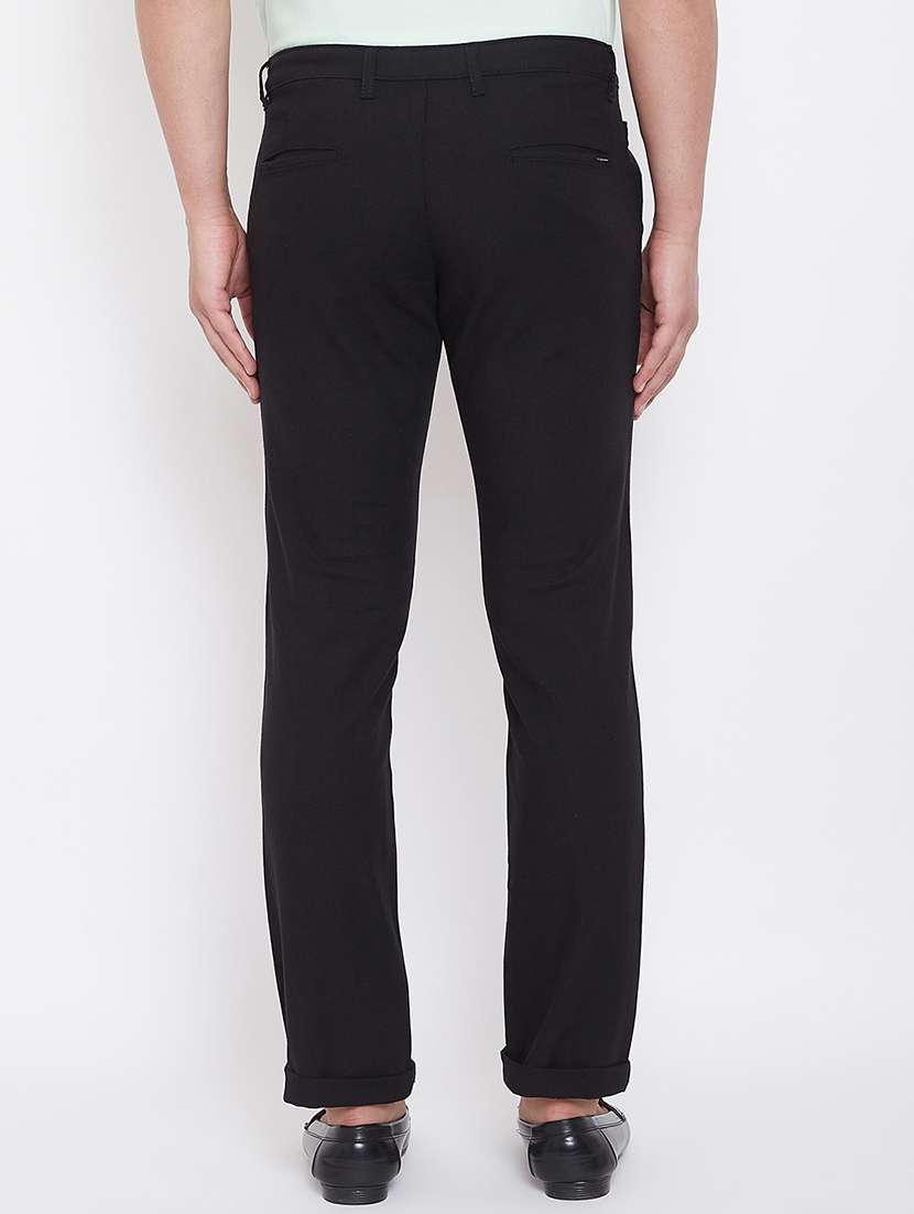 black solid linen chinos - 17376228 - Standard Image - 2