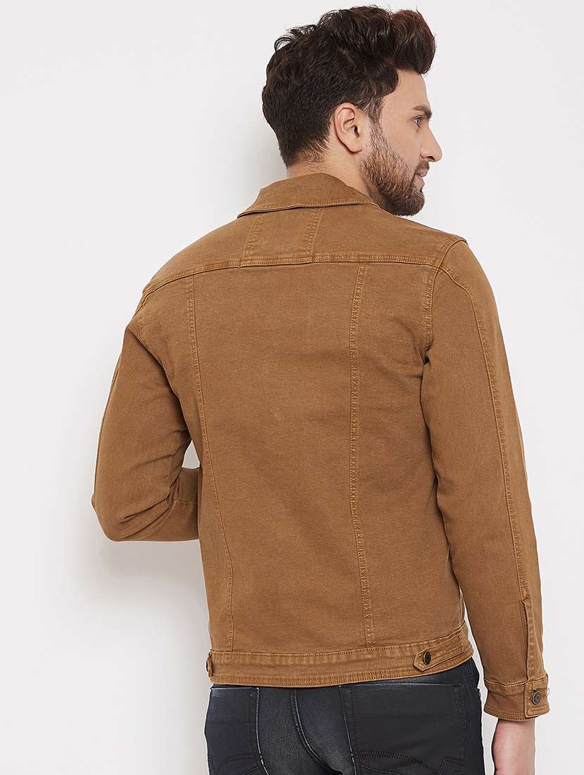 brown solid denim jacket - 17376273 -  Standard Image - 2