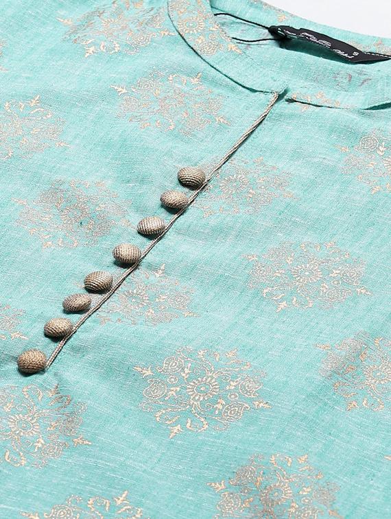 foil print straight kurta - 17376312 - Standard Image - 2