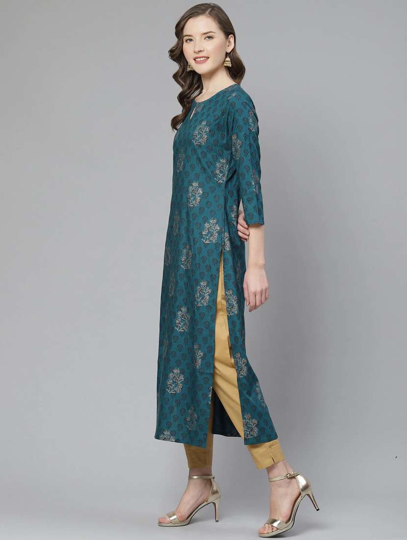 block print straight kurta - 17376321 -  Standard Image - 2