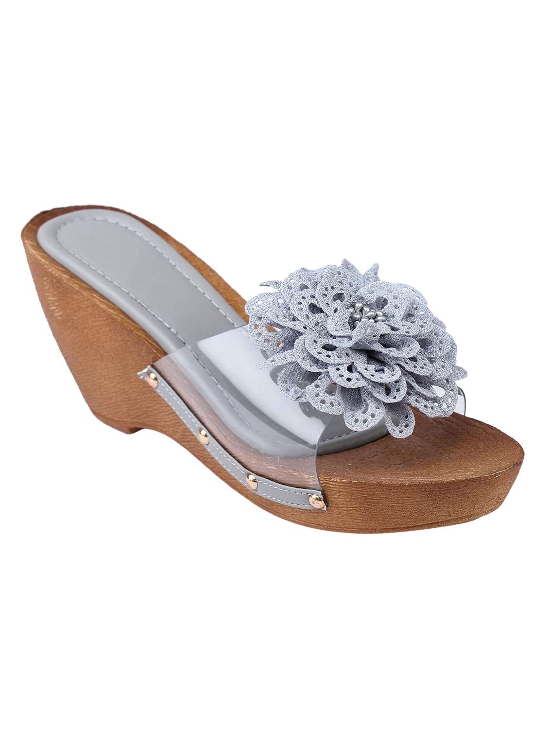 grey slip on wedges
