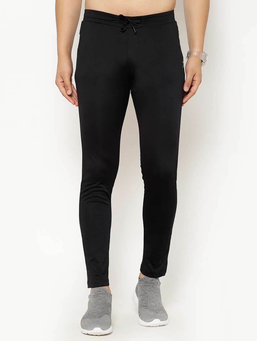 black solid full length track pant