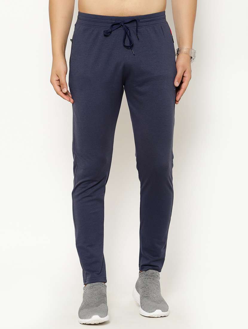 navy blue solid full length track pant