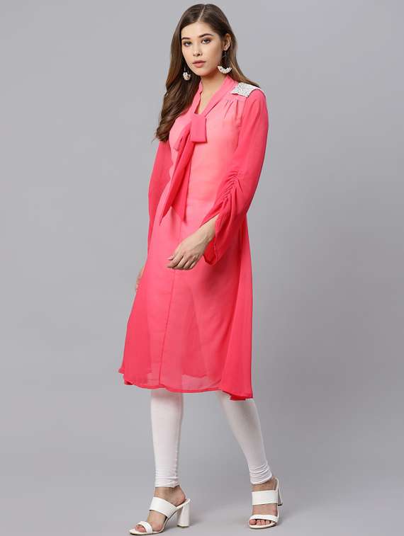 Sequined Patch A Line Kurta