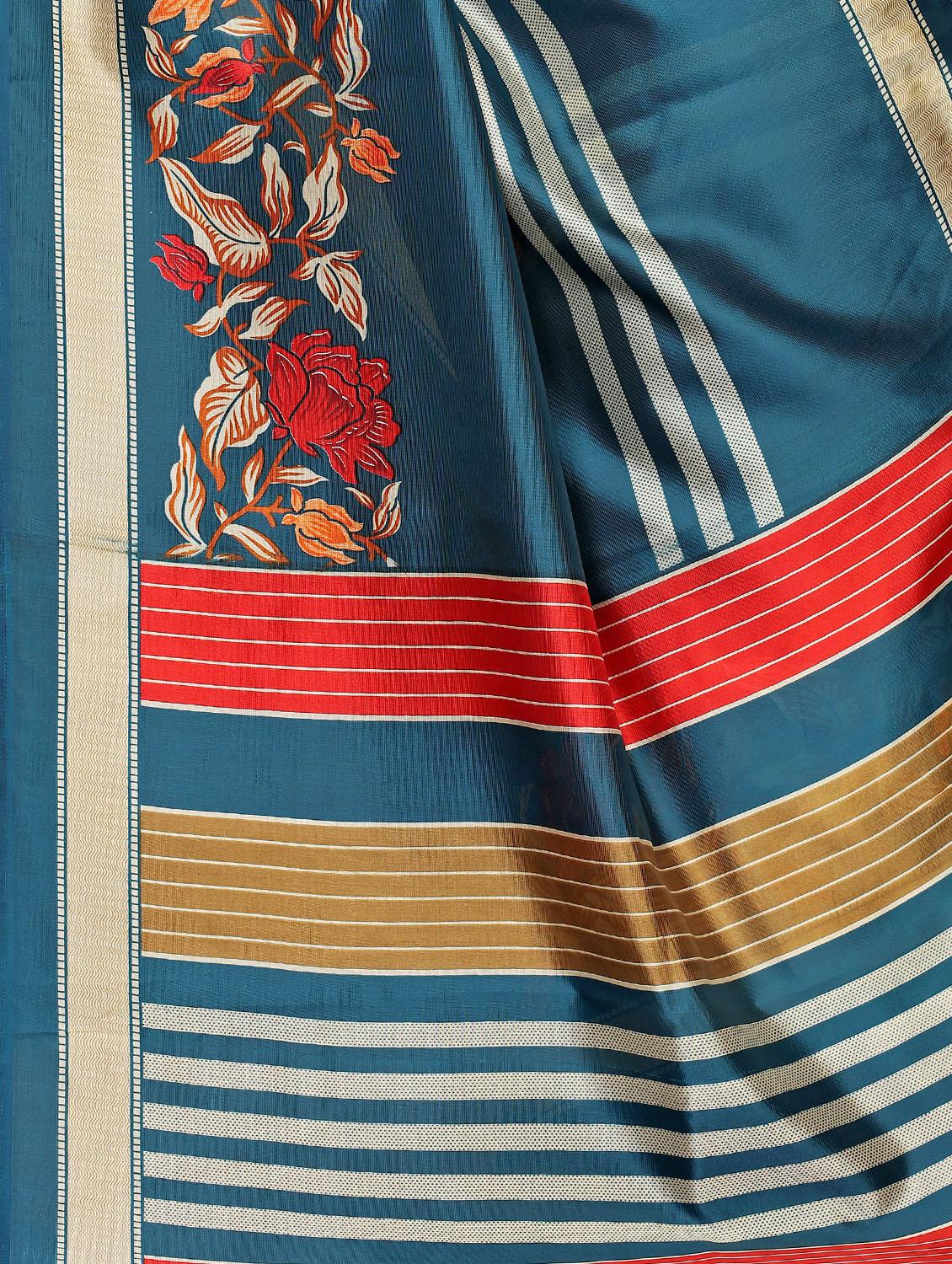 floral printed saree with blouse - 17377366 - Standard Image - 2