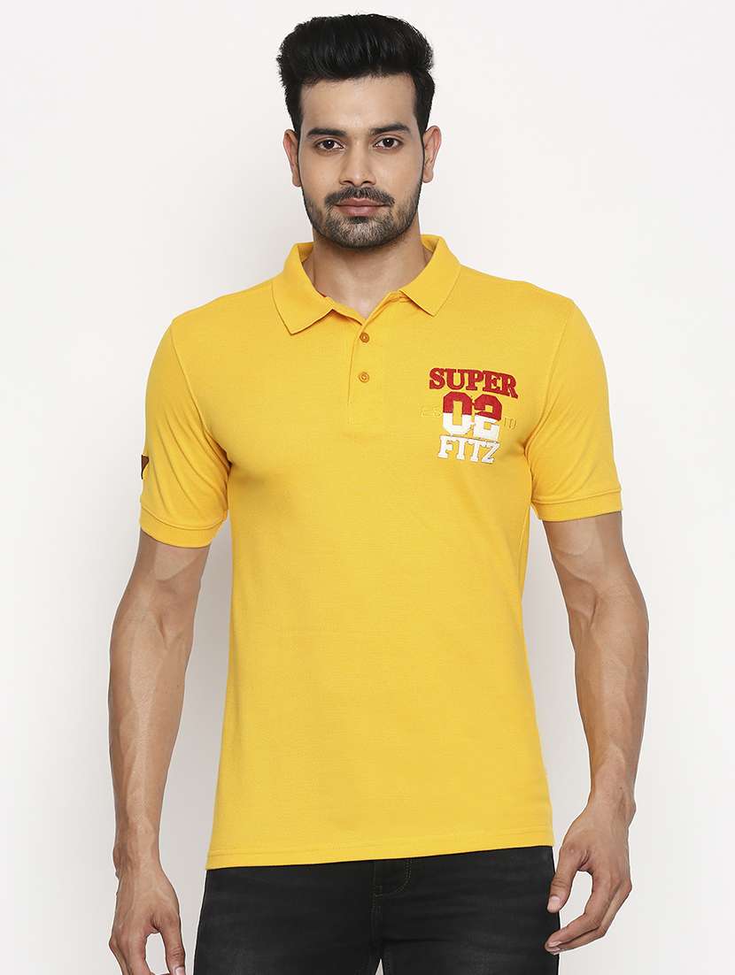 yellow printed polo t-shirt
