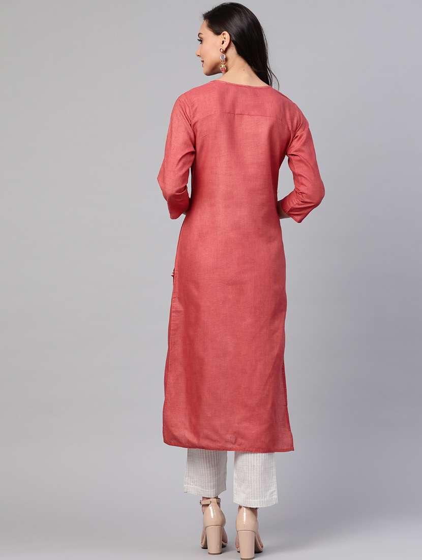 embroidered straight kurta - 17380785 -  Standard Image - 2