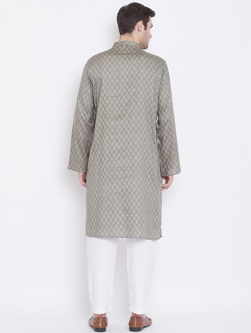 olive green woven kurta pyjama set - 17380810 - Standard Image - 2