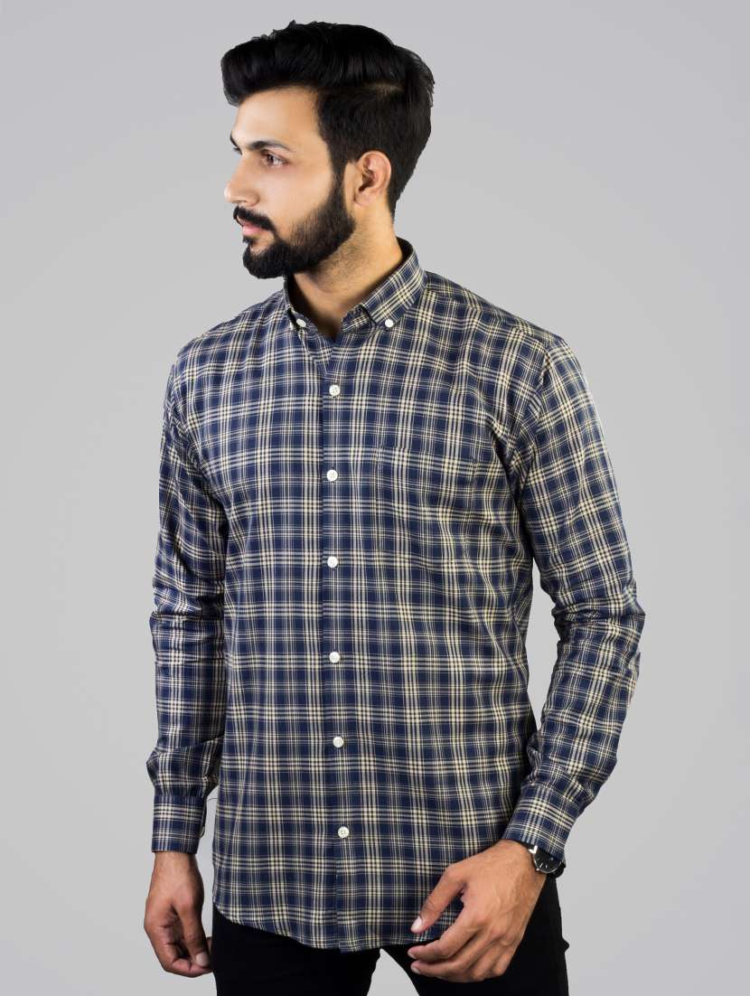 blue checkered casual shirt