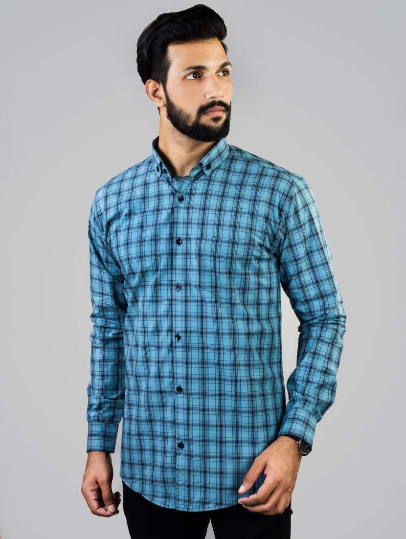 blue checkered casual shirt