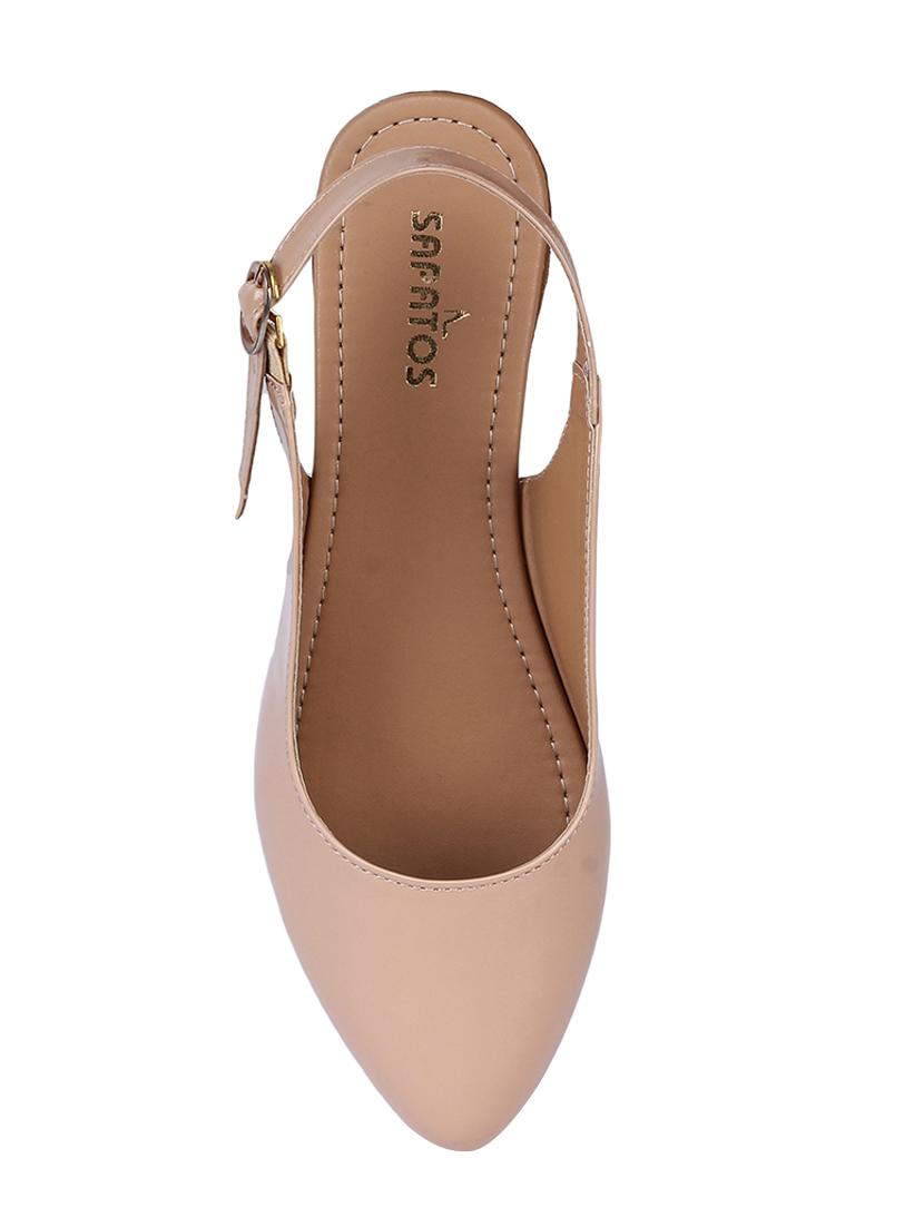 beige synthetic back strap sandals - 17381831 - Standard Image - 2