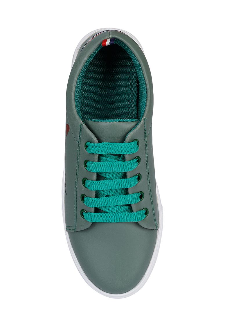 green synthetic laceup sneakers - 17381835 - Standard Image - 2