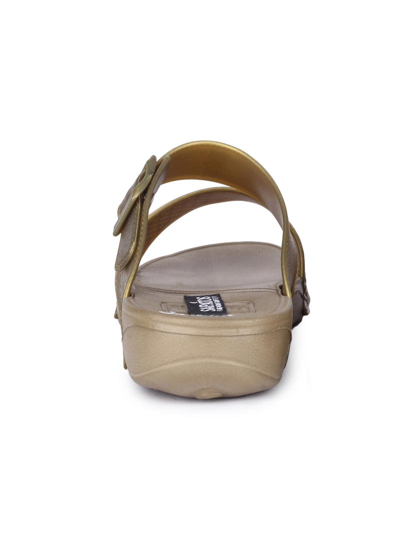 gold slip on sandals - 17381860 - Standard Image - 2