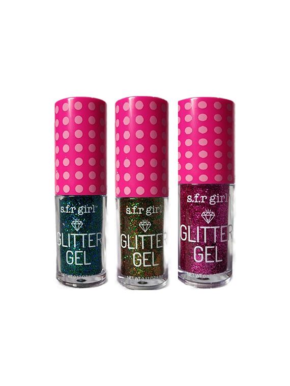 s.f.r girl multipurpose glitter gel & eye shadow pack of 3 (blue & multigreen & pink)