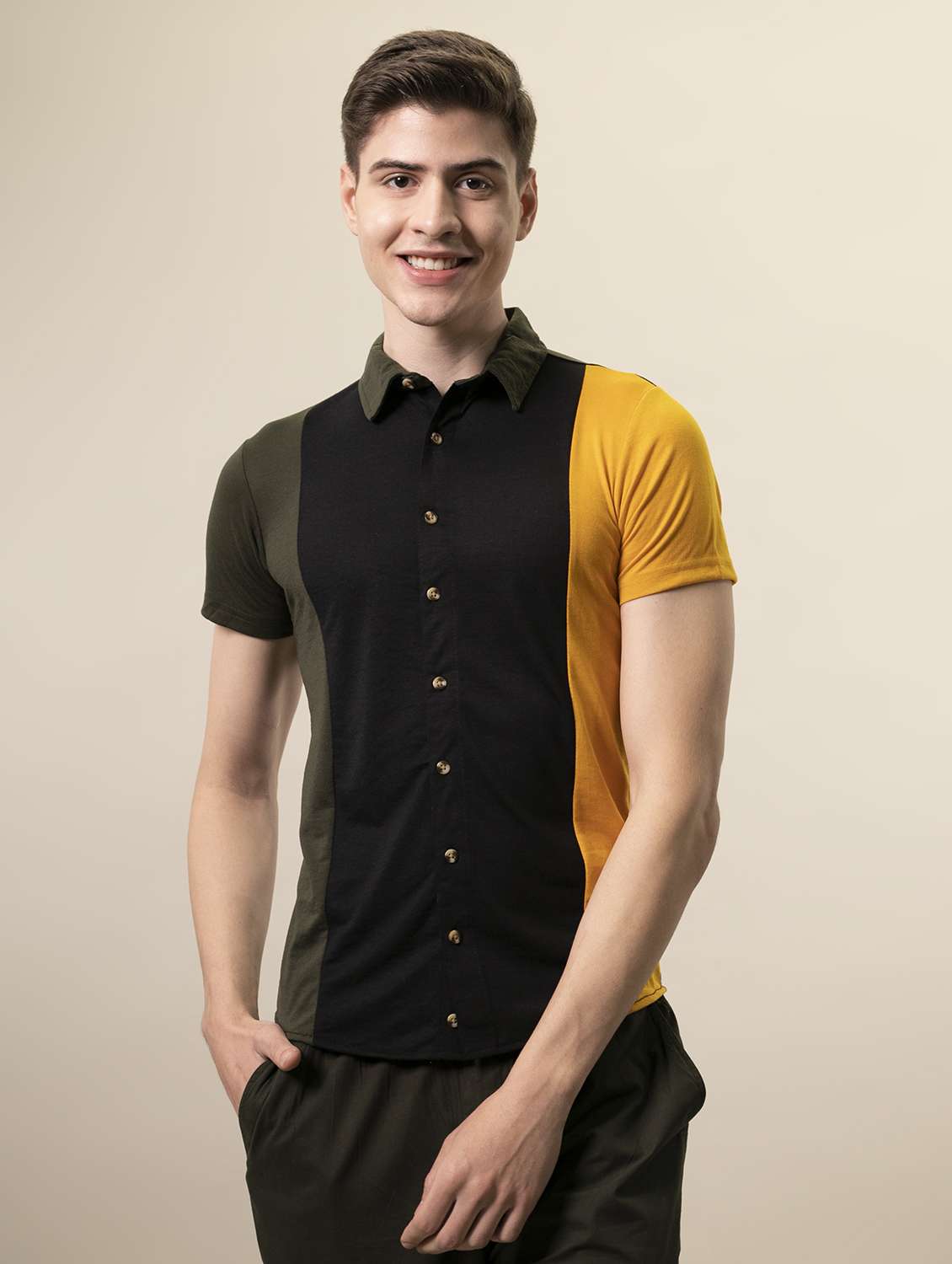 mens color block casual shirt - 17383245 -  Zoom Image - 0