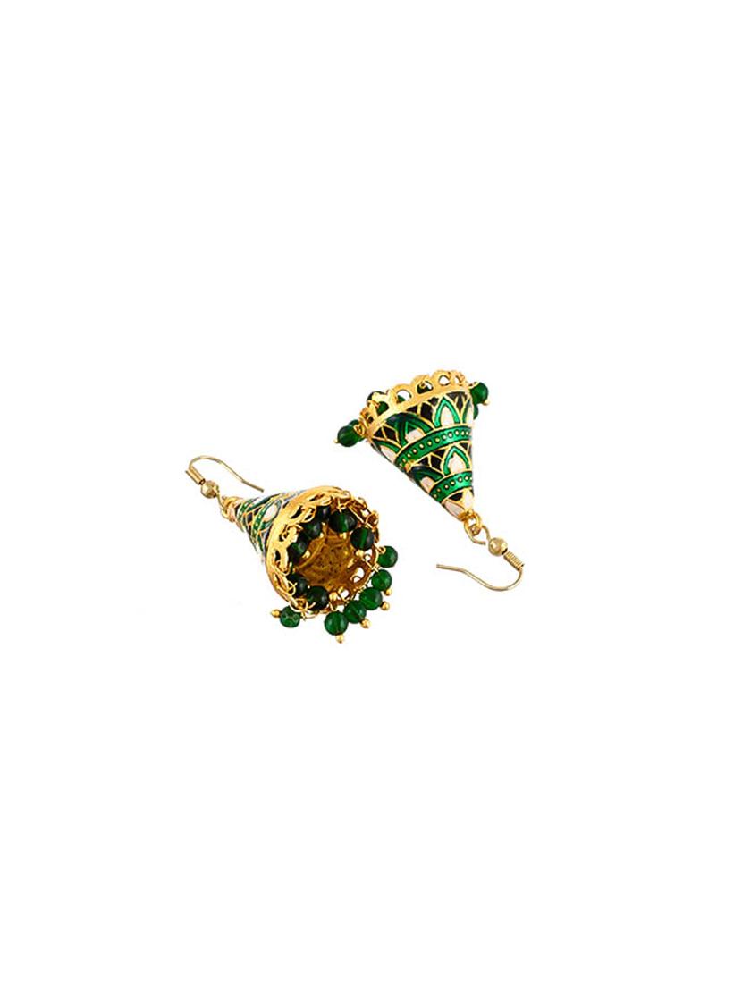 green brass jhumka earring - 17383289 - Standard Image - 2
