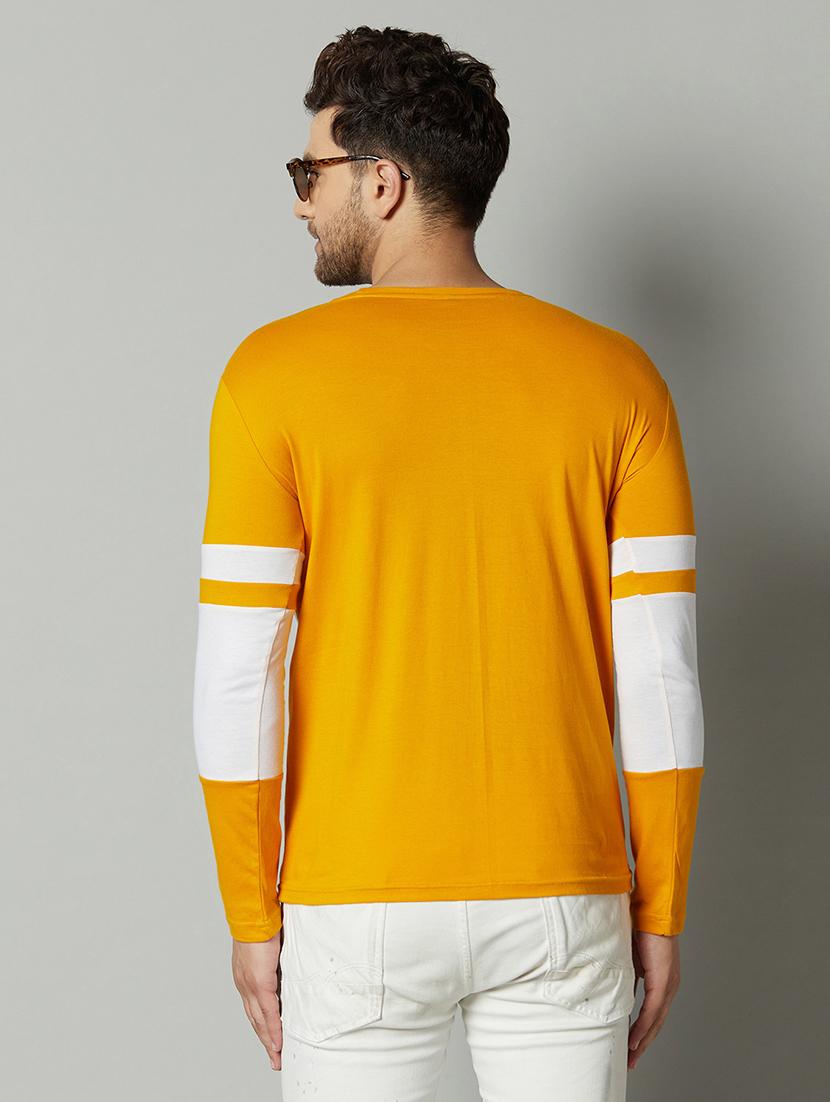 yellow color block cut & sew t-shirt - 17383298 - Standard Image - 2