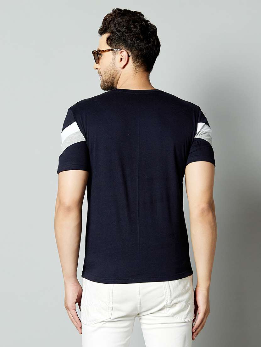 navy blue taped cut & sew t-shirt - 17383320 -  Standard Image - 2
