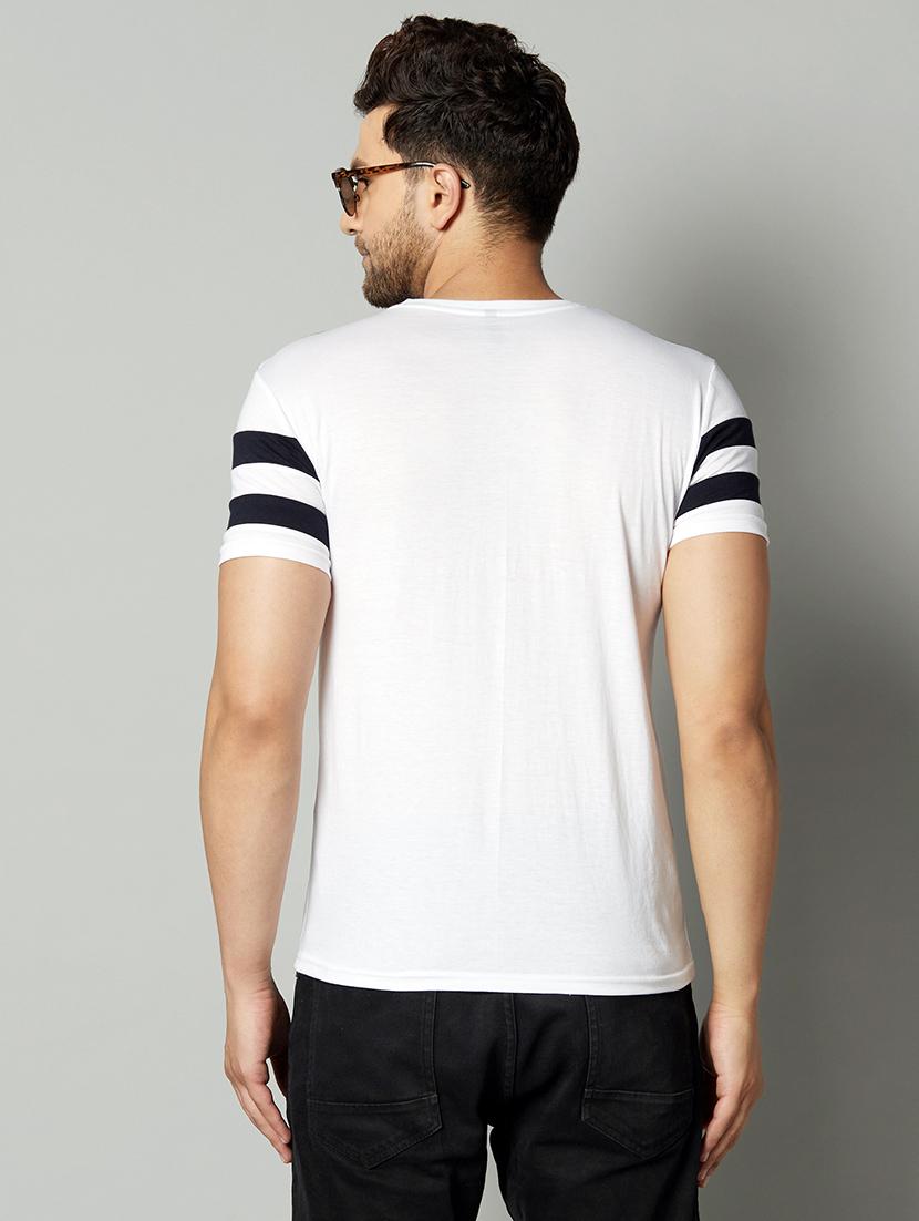 white color block cut & sew t-shirt - 17383328 - Standard Image - 2