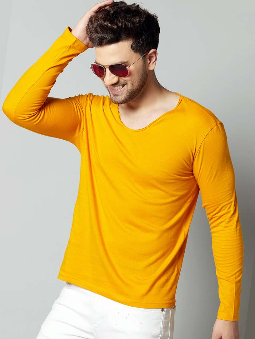 yellow solid t-shirt