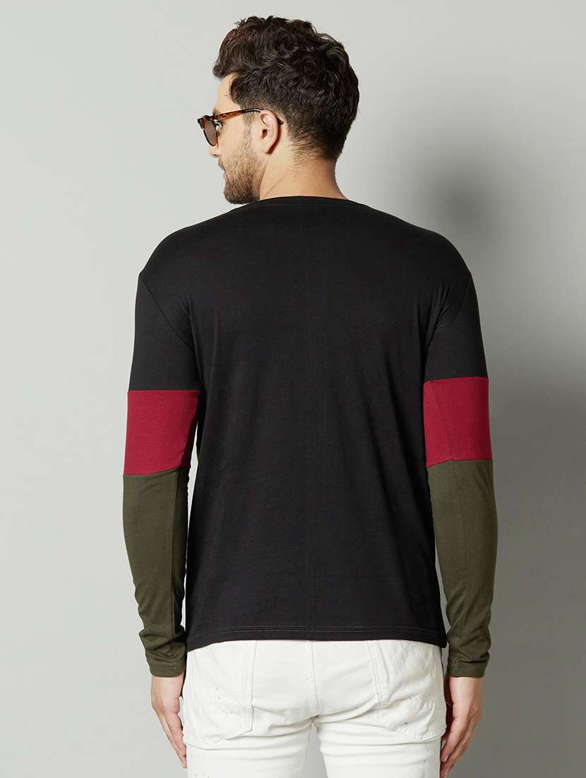 black color block cut & sew t-shirt - 17383356 -  Standard Image - 2
