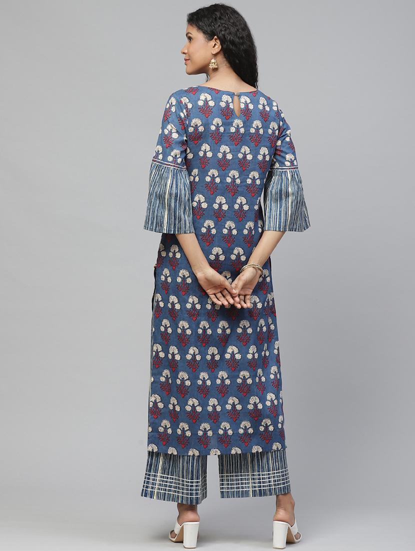 floral gota work kurta palazzo set - 17383383 - Standard Image - 2