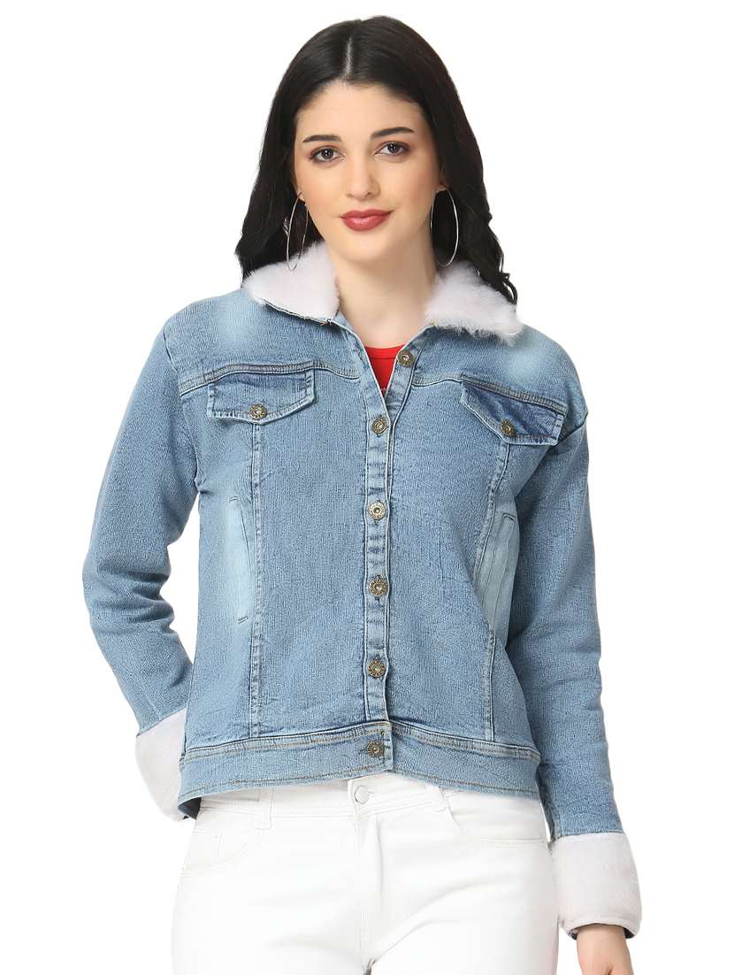 fur detail denim jacket 