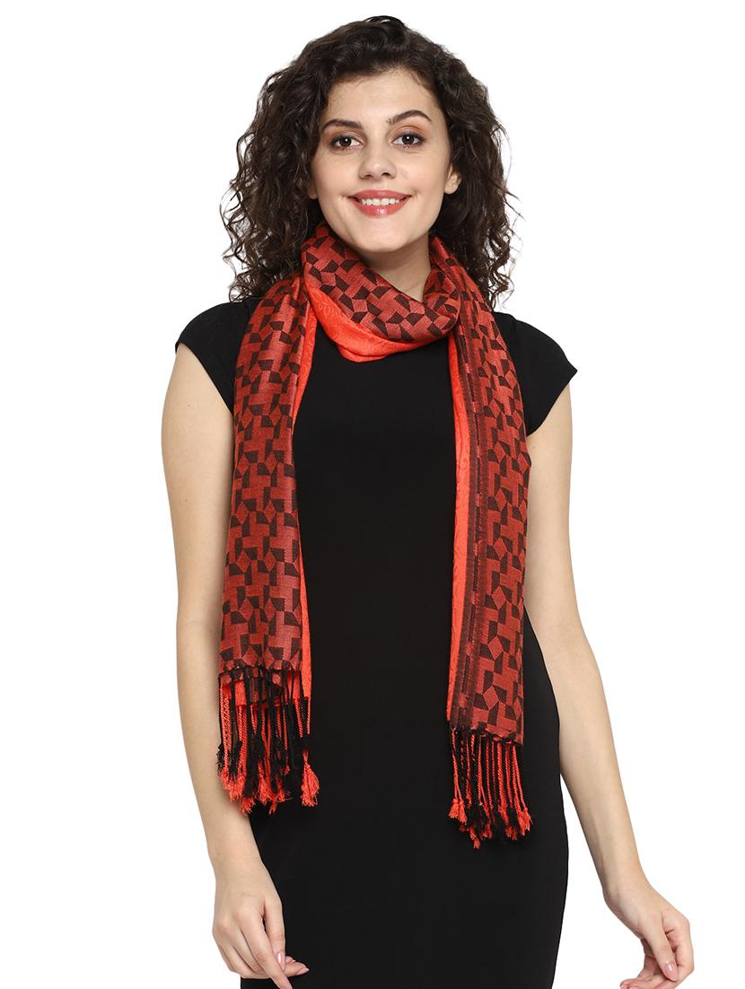 orange viscose stole - 17388495 -  Zoom Image - 0