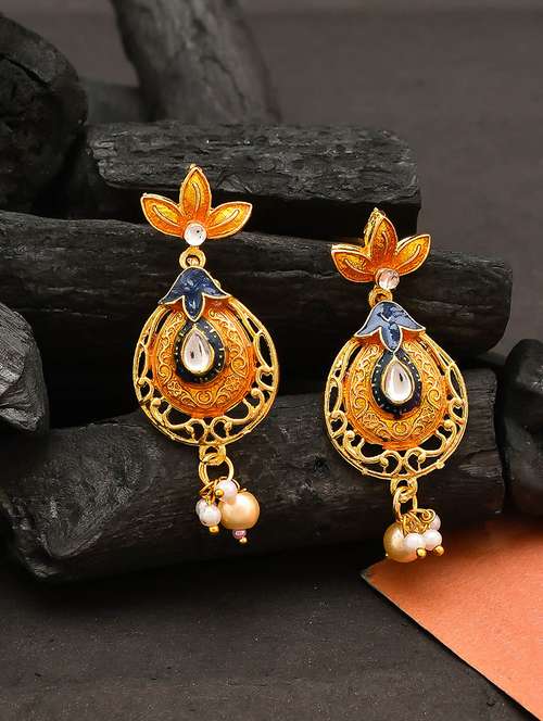 gold brass chandballi earring - 17388551 - Standard Image - 0