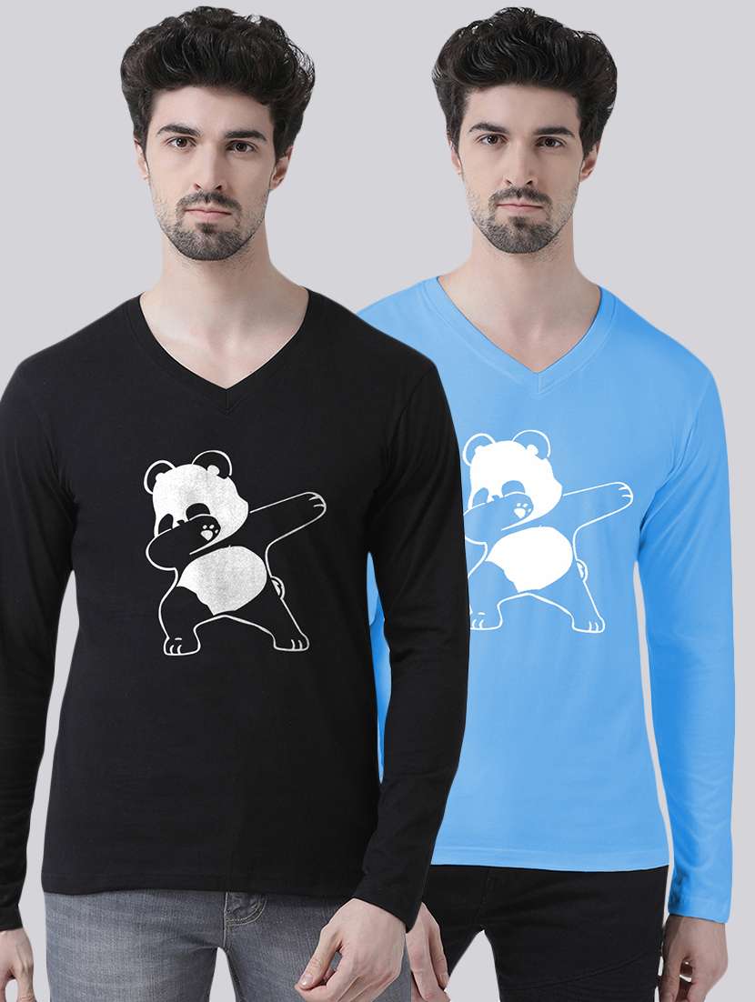 men printed pack of 2 long sleeves t-shirt