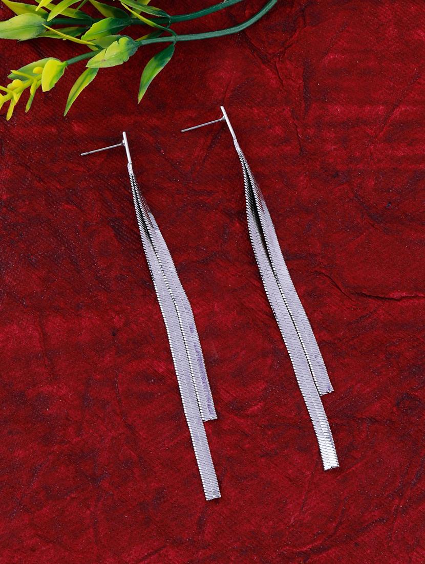 silver metal drop earring - 17393830 -  Zoom Image - 0