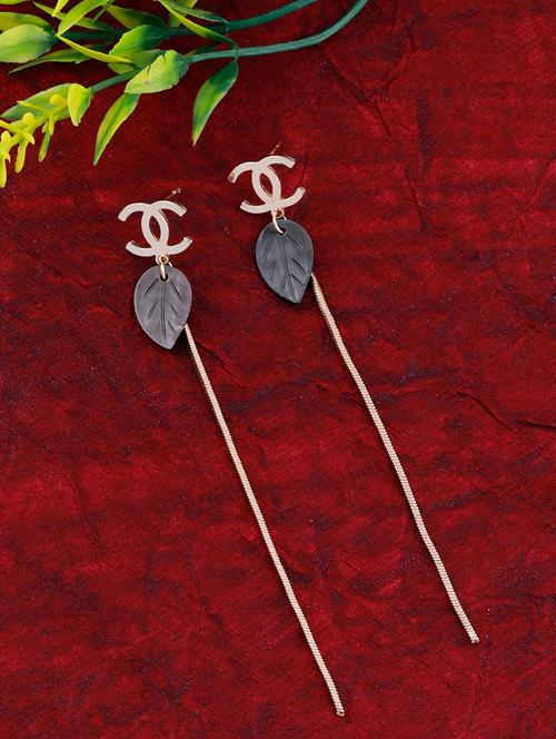 grey metal drop earring - 17393833 - Standard Image - 0