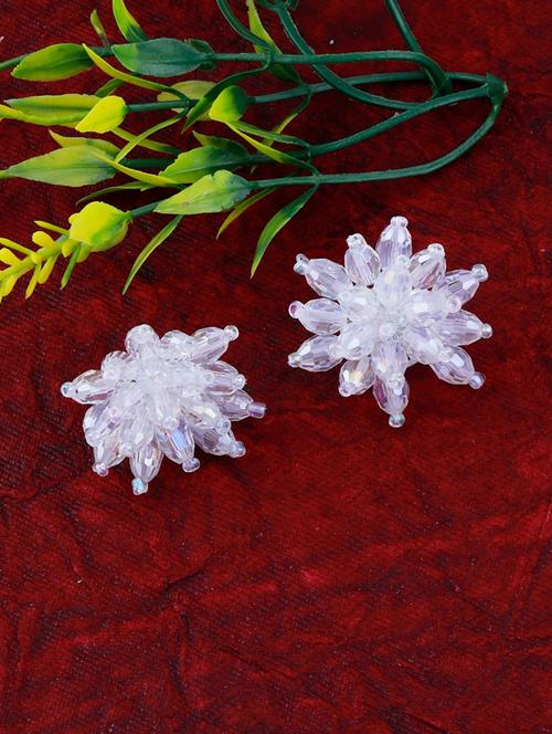 white metal studs earring - 17393841 - Standard Image - 0