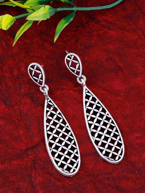 silver metal drop earring - 17393870 - Standard Image - 0