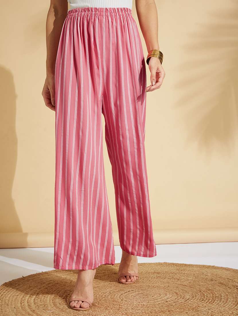 High Rise Striped Palazzo 