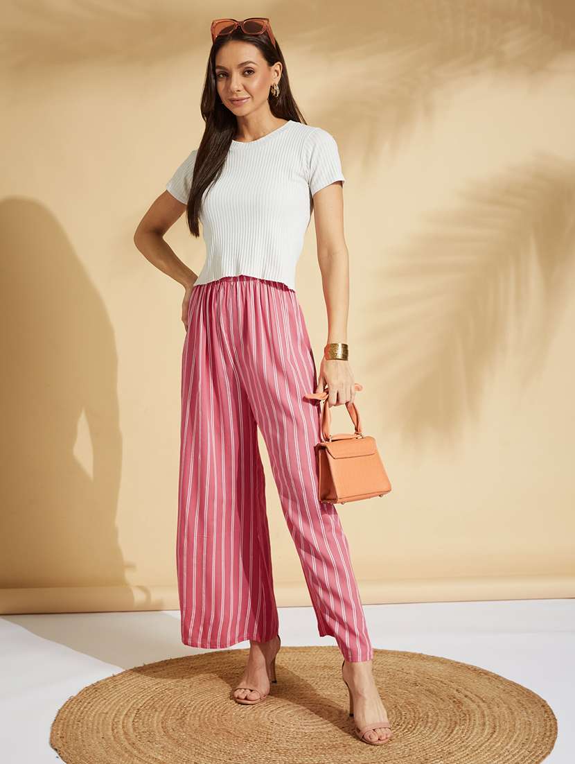 High Rise Striped Palazzo 