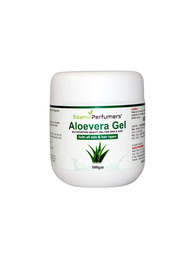 saanvi perfumers pure & natural aloe vera gel 500g (paraben free) for acne, scars, glowing, skin & moisturizes hair