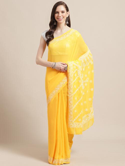 women's embroidered saree with blouse - 17395658 - Standard Image - 0