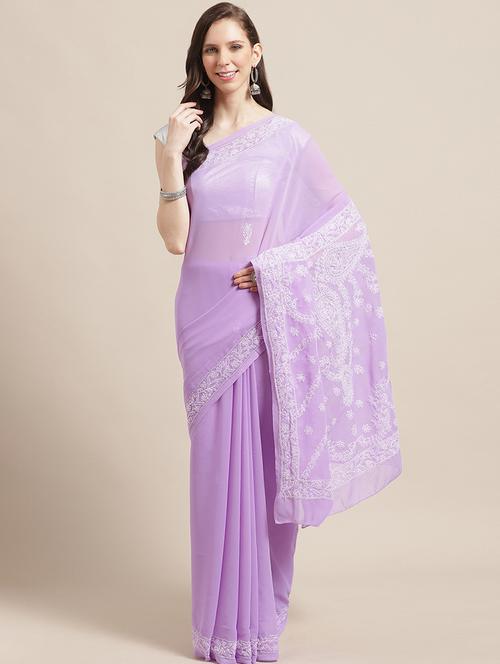 women's embroidered saree with blouse - 17395659 - Standard Image - 0