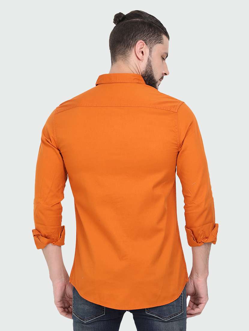 orange solid casual shirt - 17395848 - Standard Image - 2