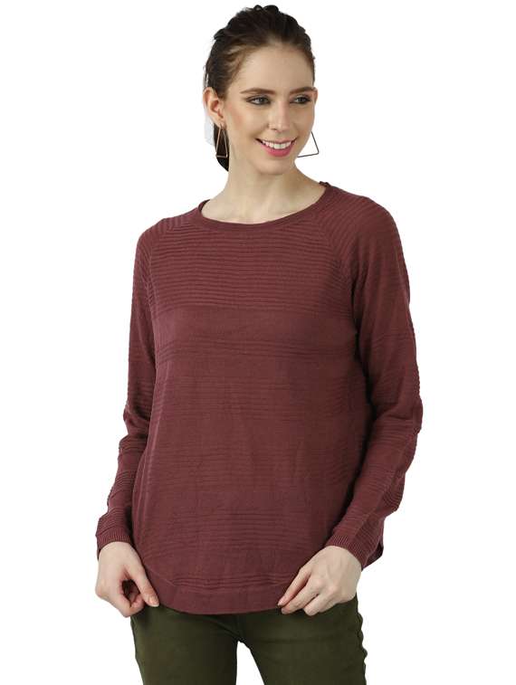 round neck solid pullover
