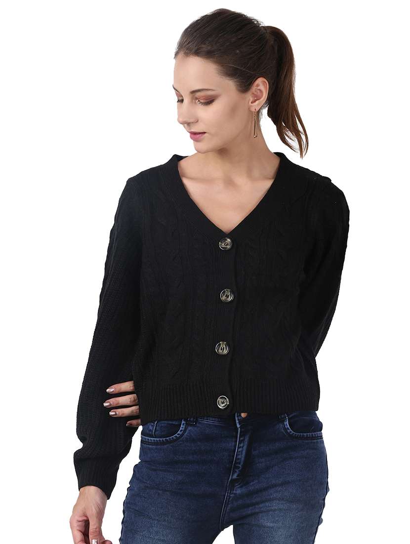 v-neck acrylic cotton cardigan